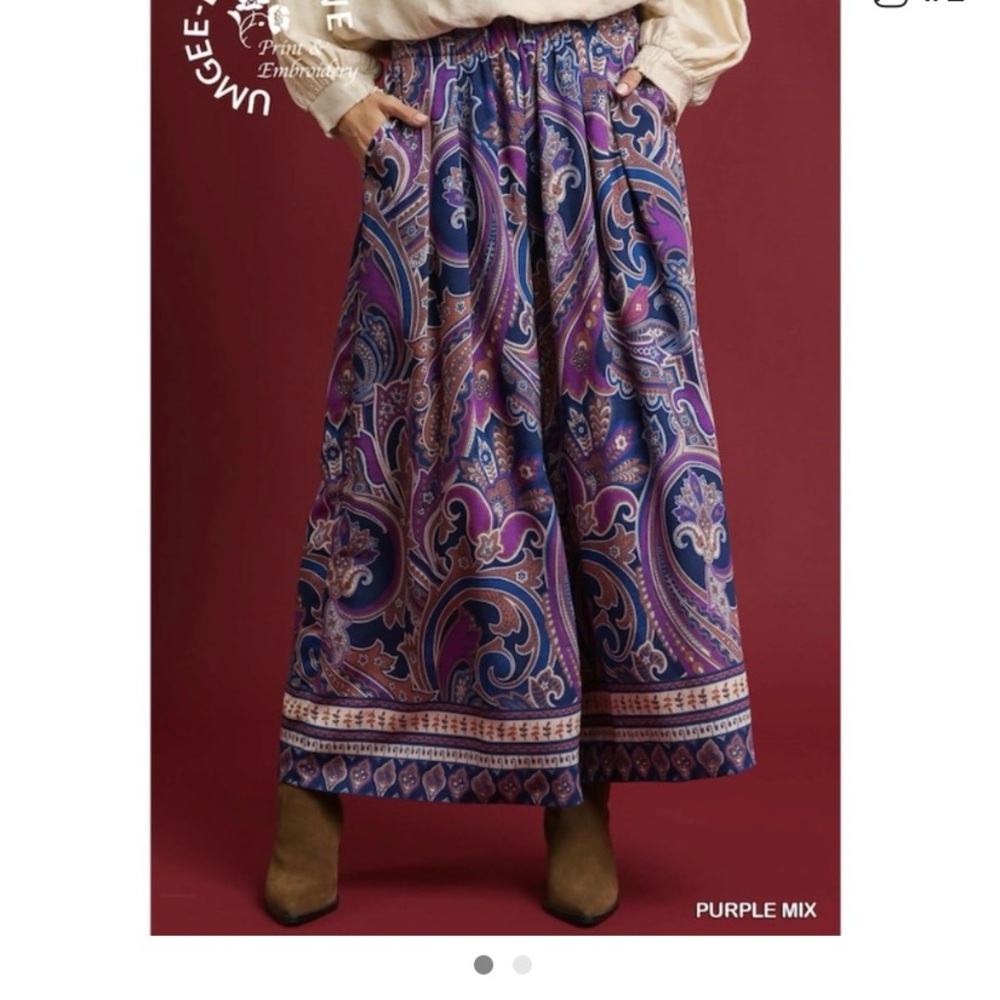 Umgee Paisley Wide Leg Pants